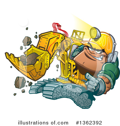 Royalty-Free (RF) Backhoe Clipart Illustration by Clip Art Mascots - Stock Sample #1362392