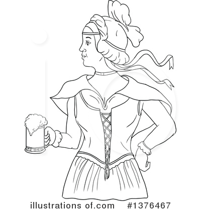 Royalty-Free (RF) Beer Maiden Clipart Illustration by patrimonio - Stock Sample #1376467