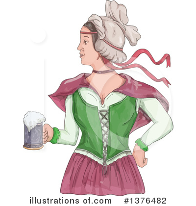 Beer Maiden Clipart #1376482 by patrimonio