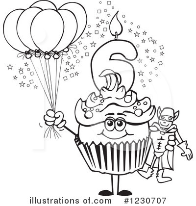 Royalty-Free (RF) Birthday Cupcake Clipart Illustration by Dennis Holmes Designs - Stock Sample #1230707