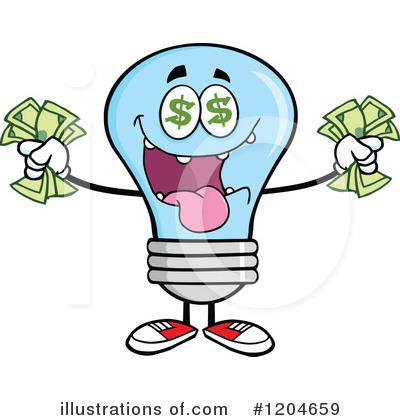 Blue Light Bulb Clipart #1204659 by Hit Toon