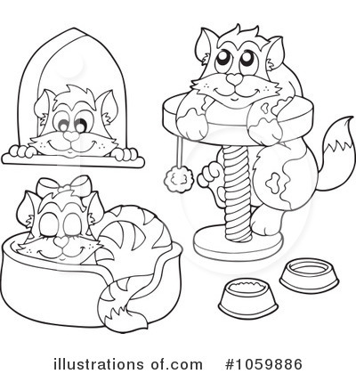Royalty-Free (RF) Cats Clipart Illustration by visekart - Stock Sample #1059886