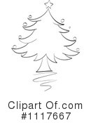 Black And White Christmas Tree Clipart #1 - 2 Royalty-Free (RF) Illustrations