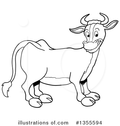 Royalty-Free (RF) Cow Clipart Illustration by LaffToon - Stock Sample #1355594