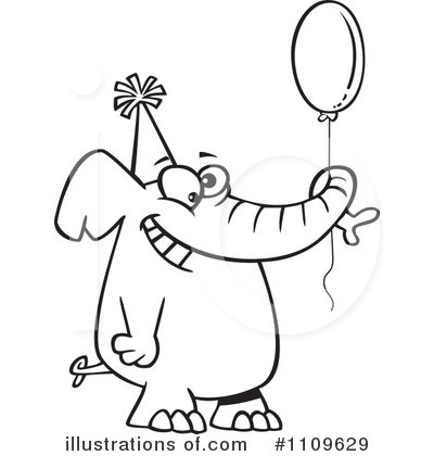 Royalty-Free (RF) Elephant Clipart Illustration by toonaday - Stock Sample #1109629