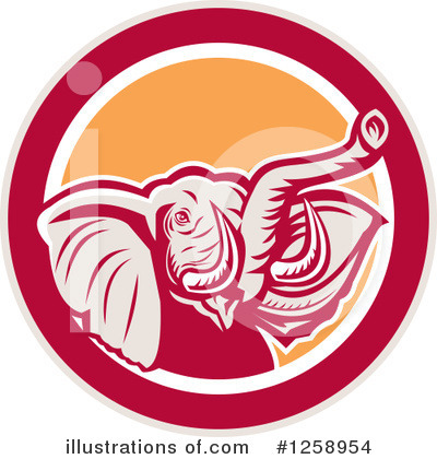 Royalty-Free (RF) Elephant Clipart Illustration by patrimonio - Stock Sample #1258954