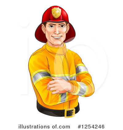 Royalty-Free (RF) Fireman Clipart Illustration by AtStockIllustration - Stock Sample #1254246