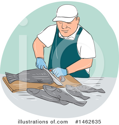 Royalty-Free (RF) Fish Monger Clipart Illustration by patrimonio - Stock Sample #1462635