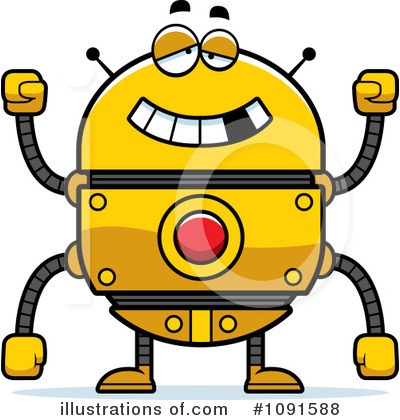 Royalty-Free (RF) Golden Robot Clipart Illustration by Cory Thoman - Stock Sample #1091588