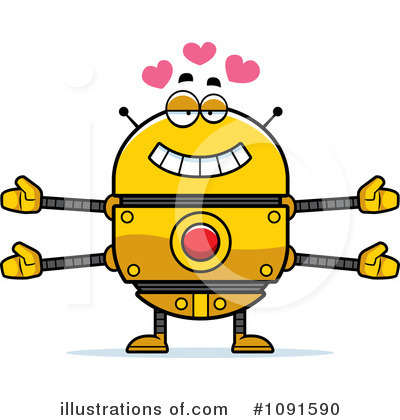 Royalty-Free (RF) Golden Robot Clipart Illustration by Cory Thoman - Stock Sample #1091590