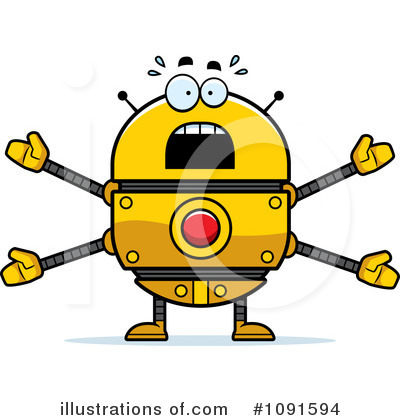 Royalty-Free (RF) Golden Robot Clipart Illustration by Cory Thoman - Stock Sample #1091594