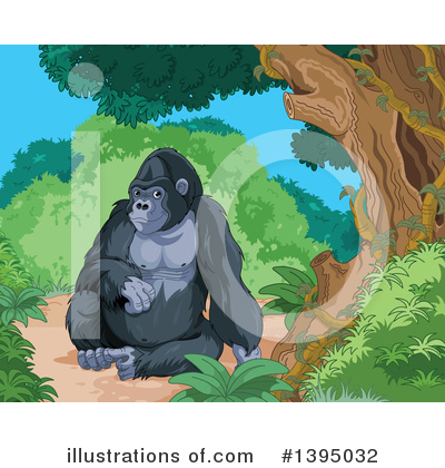 Royalty-Free (RF) Gorilla Clipart Illustration by Pushkin - Stock Sample #1395032