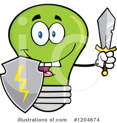 Green Light Bulb Clipart #1204674 by Hit Toon