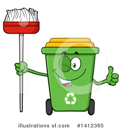 Green Recycle Bin Clipart #1412365 by Hit Toon