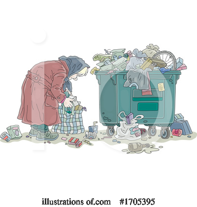 Homeless Clipart #1705395 - Illustration by Alex Bannykh