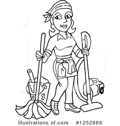 Royalty-Free (RF) Housekeeper Clipart Illustration by LaffToon - Stock Sample #1252869