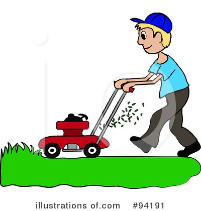 Royalty-Free (RF) Lawn Mowing Clipart Illustration by Pams Clipart - Stock Sample #94191