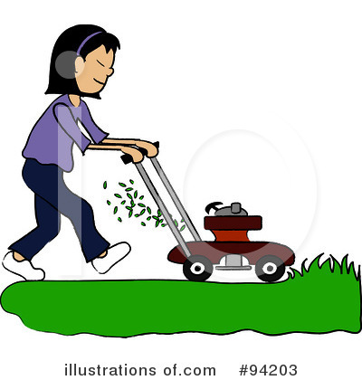 Royalty-Free (RF) Lawn Mowing Clipart Illustration by Pams Clipart - Stock Sample #94203