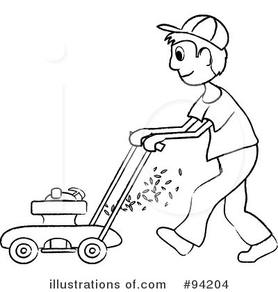 Royalty-Free (RF) Lawn Mowing Clipart Illustration by Pams Clipart - Stock Sample #94204