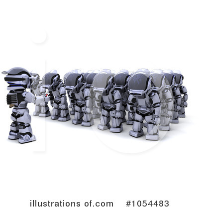 3d Robots Clipart #1054483 by KJ Pargeter