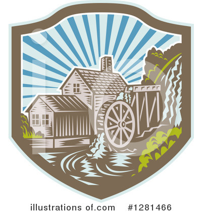 Water Mill Clipart #1281466 by patrimonio
