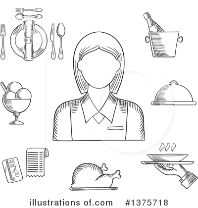 Waiter Clipart #1375718 by Vector Tradition SM