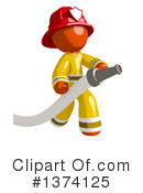 Orange Man Firefighter Clipart #1374125 by Leo Blanchette