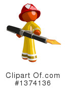 Orange Man Firefighter Clipart #1374136 by Leo Blanchette