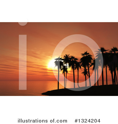 Ocean Sunset Clipart #1324204 by KJ Pargeter
