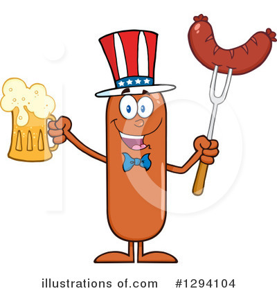 Royalty-Free (RF) Patriotic Sausage Clipart Illustration by Hit Toon - Stock Sample #1294104