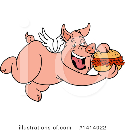 Flying Pig Clipart #1414022 by LaffToon