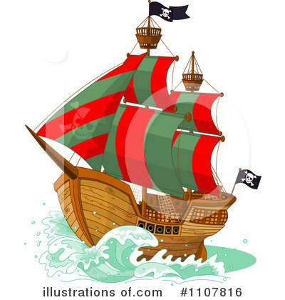 Royalty-Free (RF) Pirate Ship Clipart Illustration by Pushkin - Stock Sample #1107816