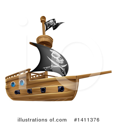 Pirate Ship Clipart #1411376 by AtStockIllustration