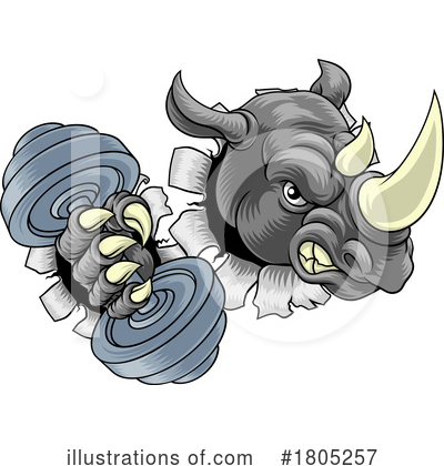 Royalty-Free (RF) Rhino Clipart Illustration by AtStockIllustration - Stock Sample #1805257