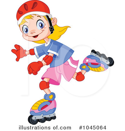 Cartoon Girl Rollerblading
