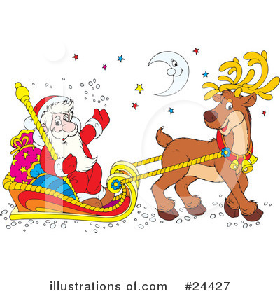 Santas Sleigh Clipart #24427 by Alex Bannykh