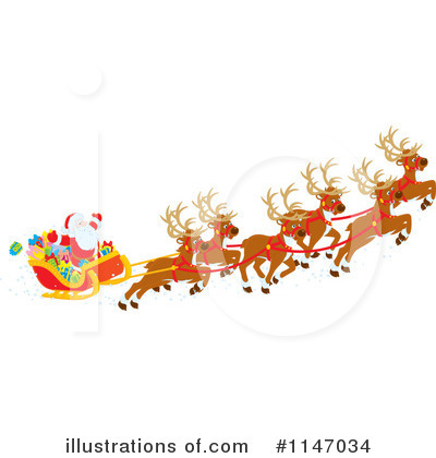 Santas Sleigh Clipart #1147034 by Alex Bannykh