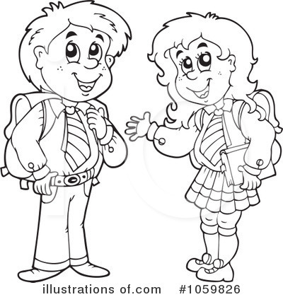 Royalty-Free (RF) School Children Clipart Illustration by visekart - Stock Sample #1059826