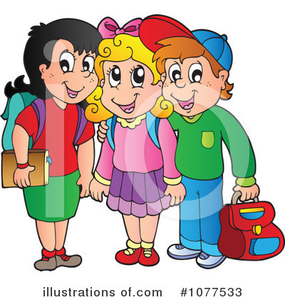 Royalty-Free (RF) School Children Clipart Illustration by visekart - Stock Sample #1077533