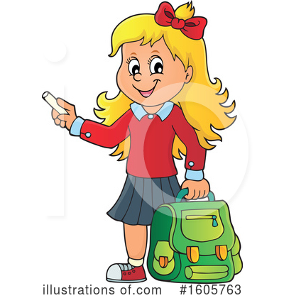 Royalty-Free (RF) School Girl Clipart Illustration by visekart - Stock Sample #1605763
