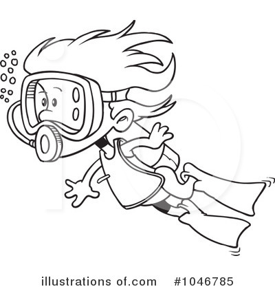 Scuba Diver Clipart #1046785 - Illustration by toonaday