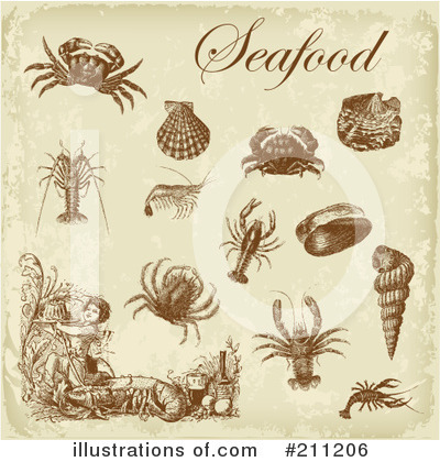 Royalty-Free (RF) Seafood Clipart Illustration by Eugene - Stock Sample #211206