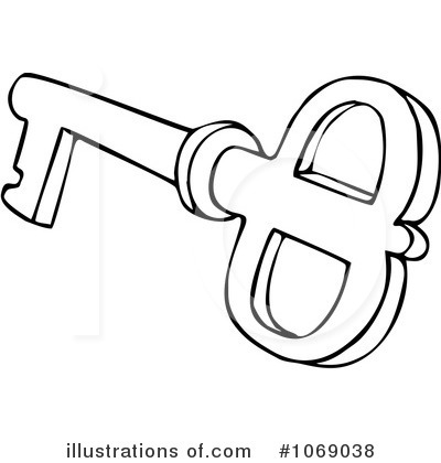 Royalty-Free (RF) Skeleton Key Clipart Illustration by djart - Stock Sample #1069038