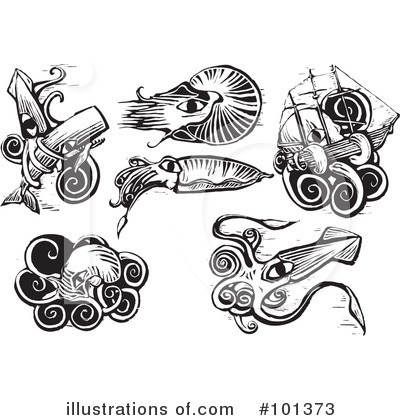 Royalty-Free (RF) Squid Clipart Illustration by xunantunich - Stock Sample #101373
