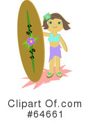 Girl Surfer Clipart