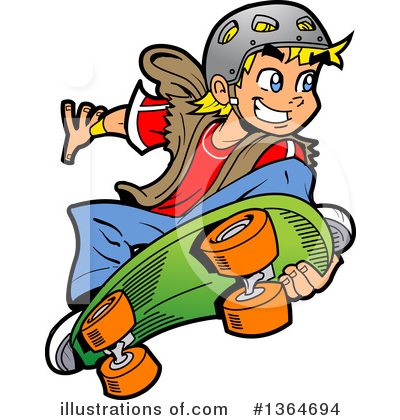 Skateboarder Clipart #1364694 by Clip Art Mascots