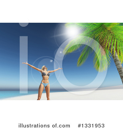 Tropical Beach Clipart #1331953 by KJ Pargeter