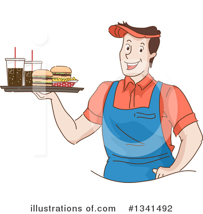 Royalty-Free (RF) Waiter Clipart Illustration by BNP Design Studio - Stock Sample #1341492