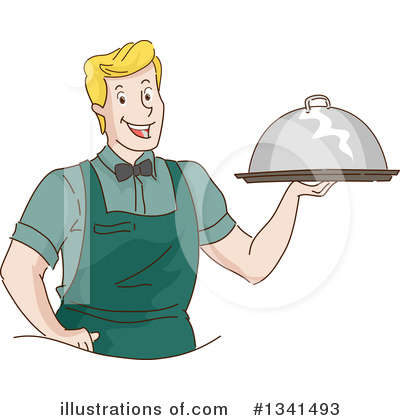 Royalty-Free (RF) Waiter Clipart Illustration by BNP Design Studio - Stock Sample #1341493