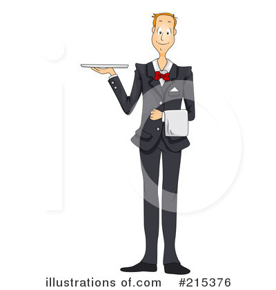 Royalty-Free (RF) Waiter Clipart Illustration by BNP Design Studio - Stock Sample #215376